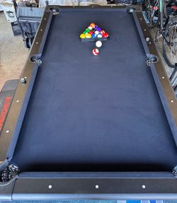Pool Table with Rack and Cues