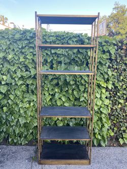 Black Five Tier Wooden Shelves Wooden Rack Organized Your Valuable Decorative Item