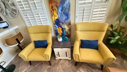 Room & Board Boden Chairs – Mustard Bouclé set of two
