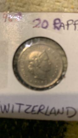 1963  Switzerland 20 Rappen coin