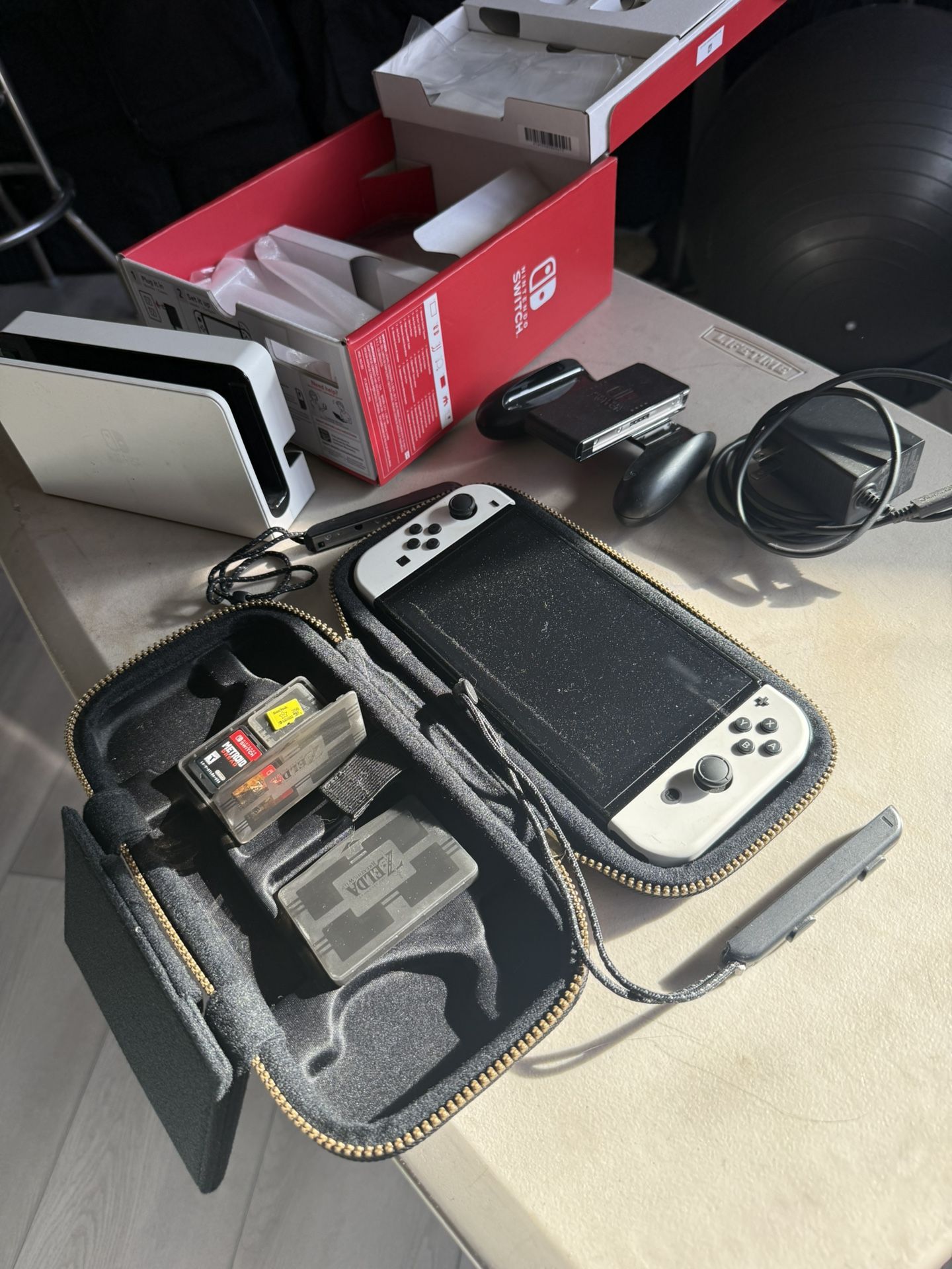 Nintendo Switch OLED White w 256g memory card and more
