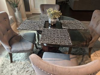 Glass dining table with 4 chairs