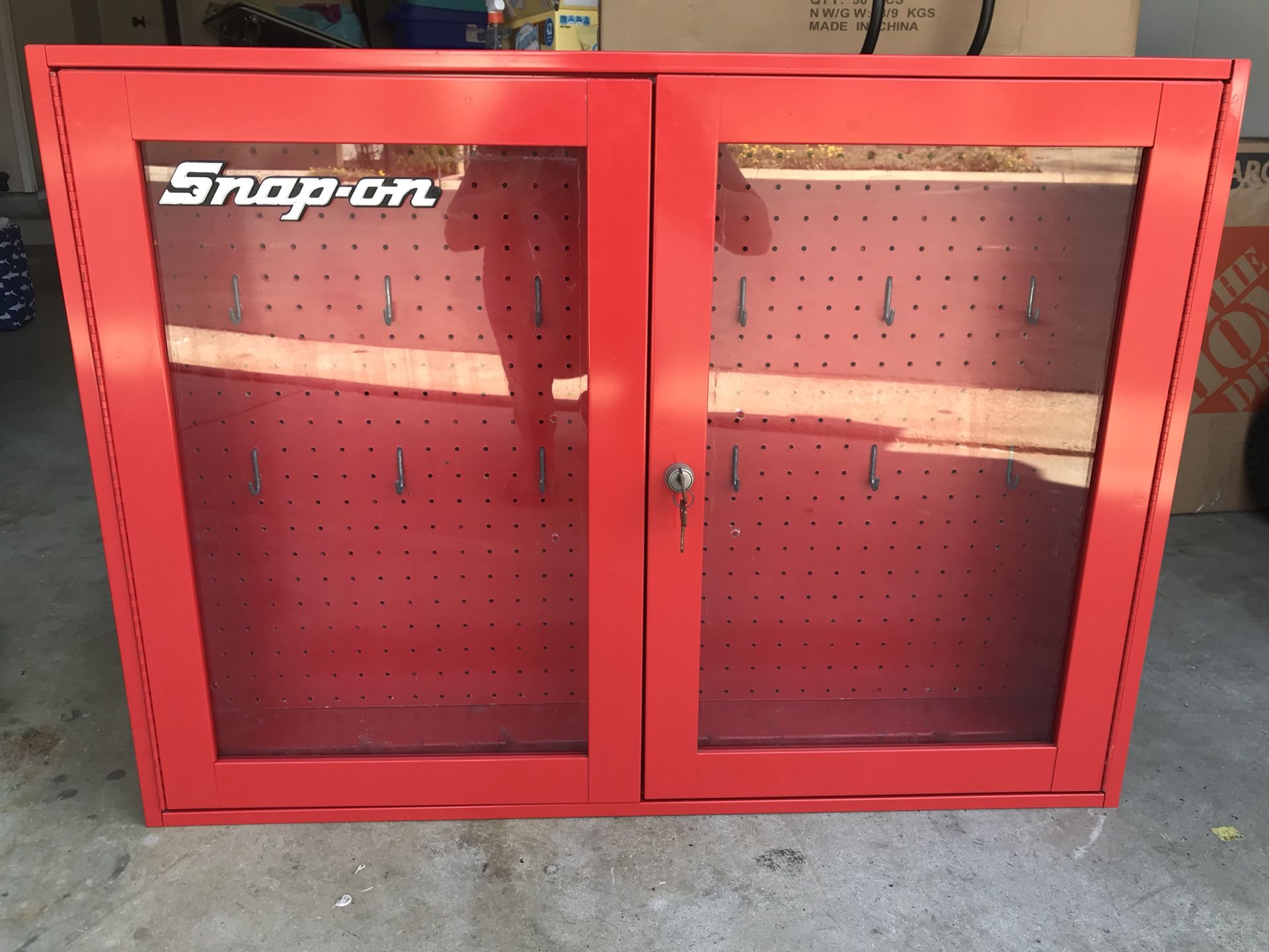 Snap On Tools wall cabinet board display case