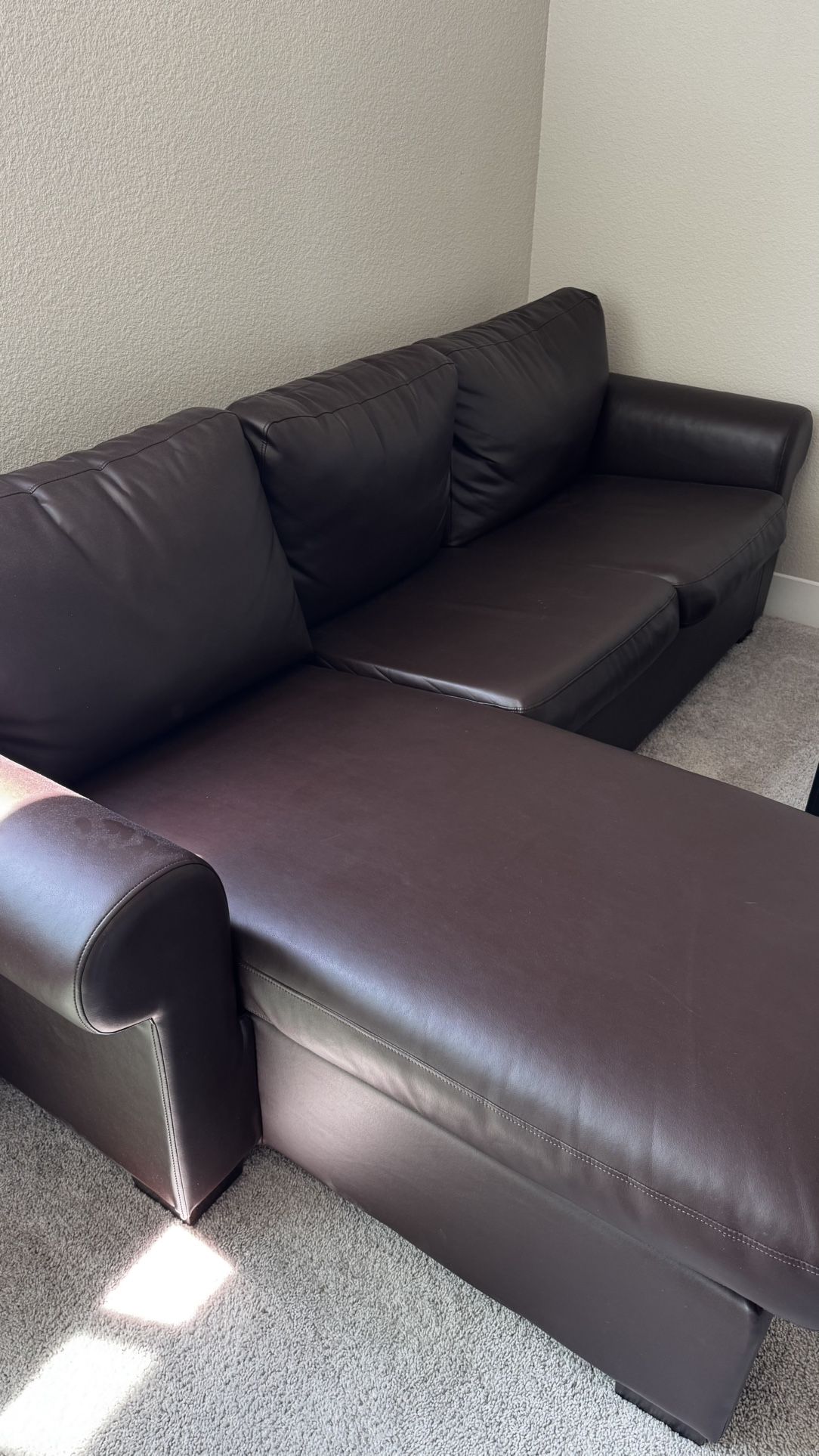 IKEA Leather Sofa With Chaise