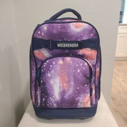 18 inches Wheeled Rolling Backpack for Adults and School Students Books Travel Bag - Galaxy print