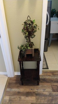 Antique small table and topiary