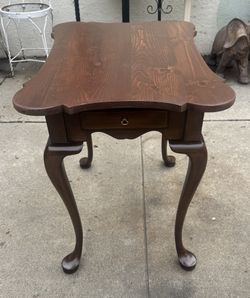 Vintage Queen Anne Style Cherrywood End Table with Drawer SOLD  AS IS  