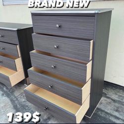 Brand new gray 5 drawer dresser