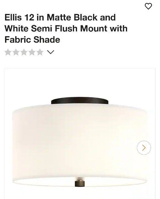 Ellis 12" Matte Black Flush Mount Ceiling Light Fixture With White White Fabric Shade