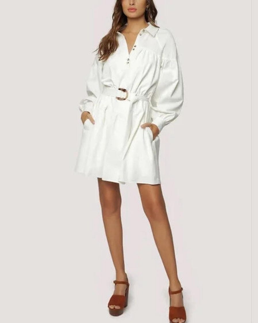 Lost + Wander Deborah Mini. Shirt Dress White Cotton Size S