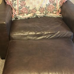 Leather Chair & Ottoman 