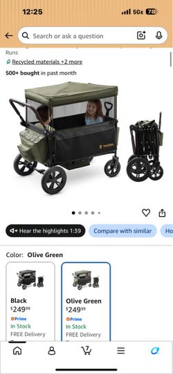 BabyVista Foldable Stroller Wagon – Olive Green