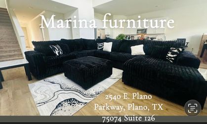 Corduroy Sectional Sofa with Double Chaise