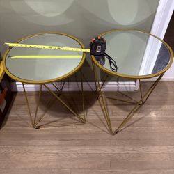 Gold, Mirror Side Tables 