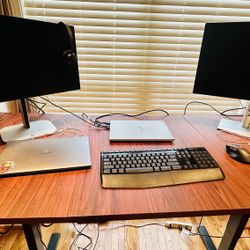 VIVO Electric 71 x 30 in Standing Desk, Memory Height Adjustment, 1B Series, Holds 220 lbs, Dark Walnut Top Black Frame