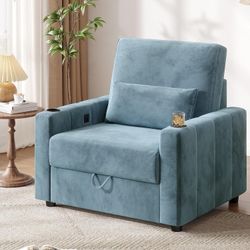 Velvet Accent Chair, Versatile Oversized Single Sofa Armchair with Storage, Charging Ports, Cup Holders, Easy Installation, Modern Chairs Side Piano  