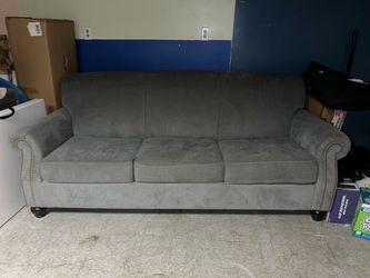 Gray Fabric 3-Seat Sofa with bed