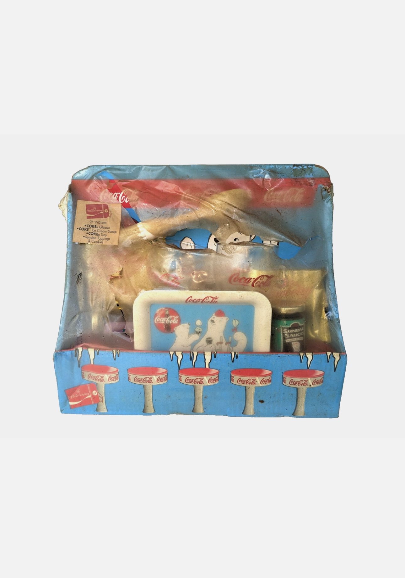 Vtg 1998 Coca-Cola Sundae Shop Play Set w/Contents MIB Polar Bear Theme