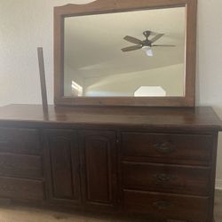 Wooden Dresser With Mirror 