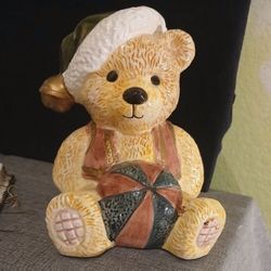 Vintage Ceramic Teddy Bear Coin Bank 