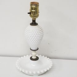 Hobnail milkglass lamp