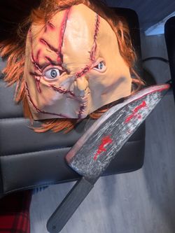 Halloween Costume Mens Chuckie Mask and Knife