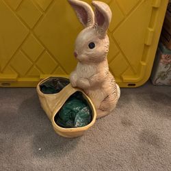 Ceramic Handmade Bunny with Basket & Eggs