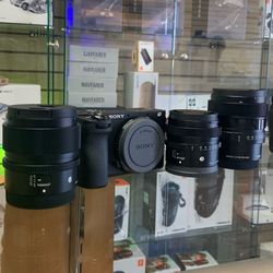 Sony A6700 Camera With Sigma Prime Lens Bundle 90mm, 24mm, 65mm