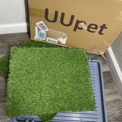 Training Pad with 2-Pack Replaceable Artificial Grass - Quick Absorbent Indoor Portable Dog Patio Potty, Washable Pe