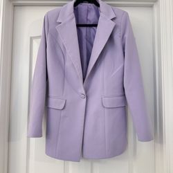 BOOHOO Womens Purple Blazer Size 8 Chic Office Layer Jacket Stylish Fit Tailored