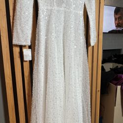MERRY’S Long Formal Dress with Long Sleeves Sequin SIZE 2 