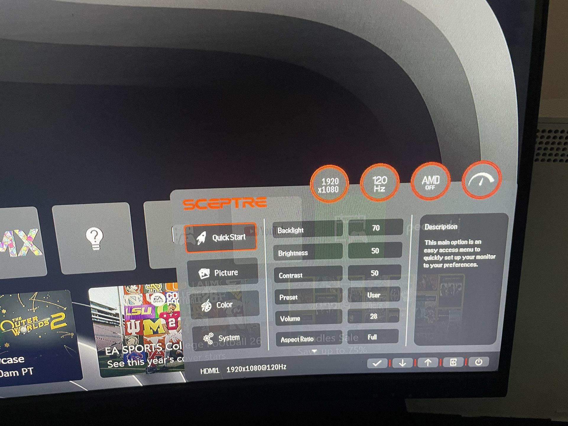 Gaming Monitor Curved 24.5 Inch