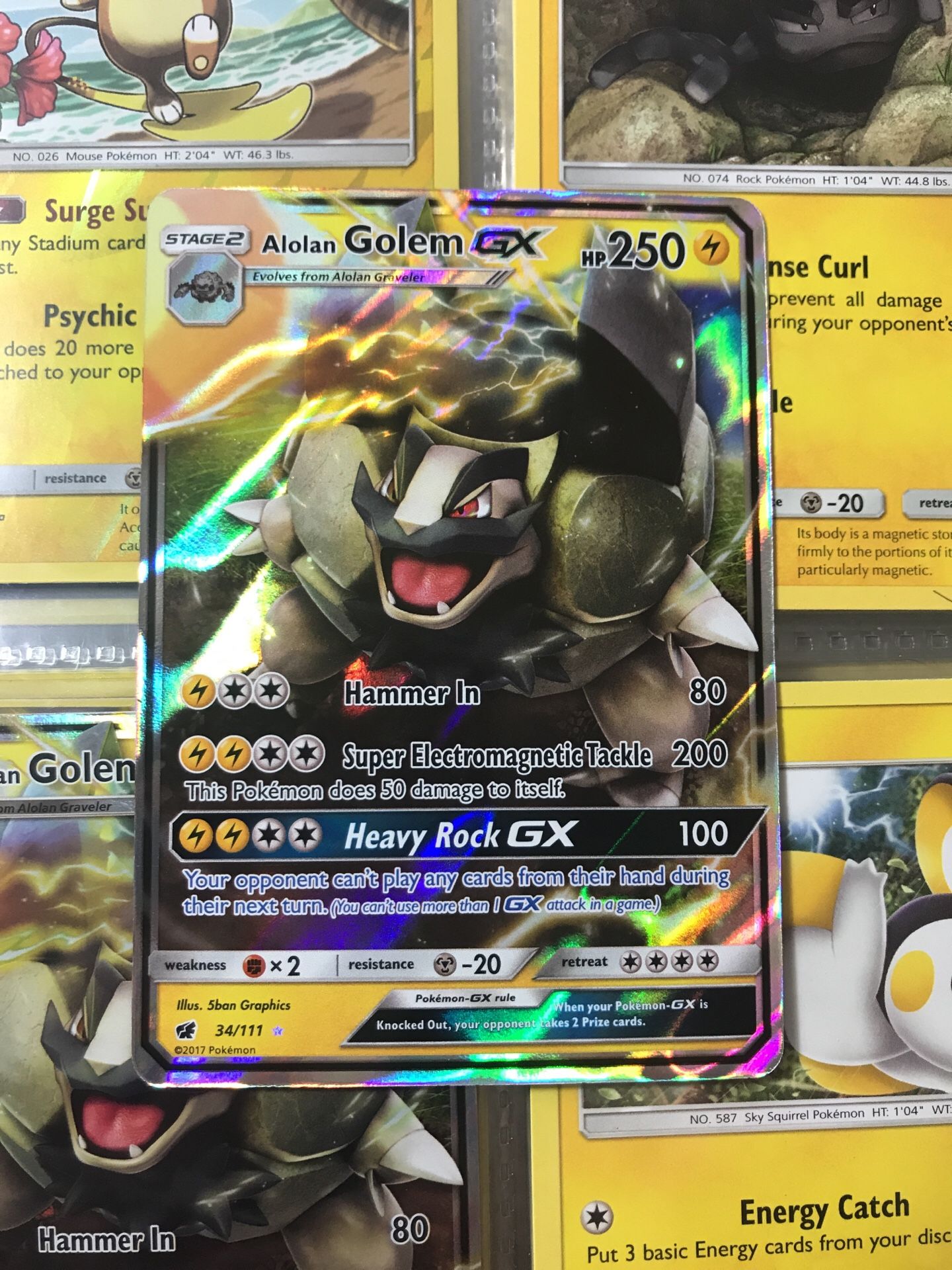 Crimson Invasion Alolan Golem GX 34/111 Ultra Rare Holo Pokémon Card