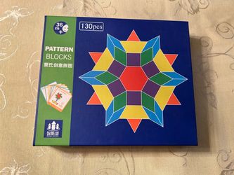 Wooden Pattern Blocks Set 130PCS Geometric Color Shape Manipulative Puzzle – Graphical Montessori Tangram Early Learning Educational Toys Brain Teaser