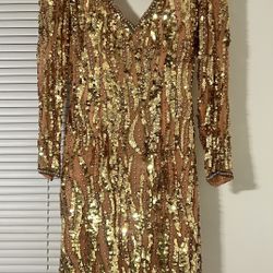 Customs 80s Gold Sequin Dress