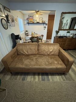 75” Cognac Brown Modern Sofa / Couch – Mid-Century Style