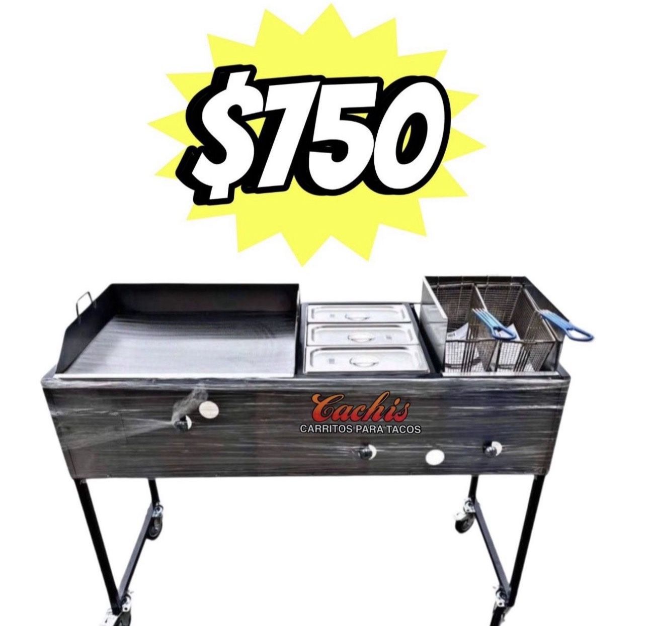 24" Griddle With 3 Warming Trays And Deep Fryer | Includes Hose With Regulator And 2 Baskets