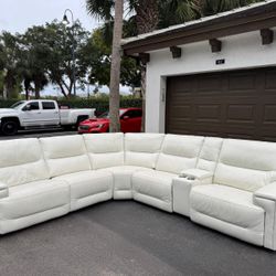 Sectional Couch/Sofa - Leather - Recliners - White - Delivery Available 🚛