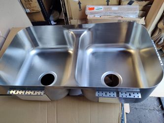 Top Zero 32x18x8 dual bowl Undermount Stainless Steel Kitchen Sink With Rimless edge