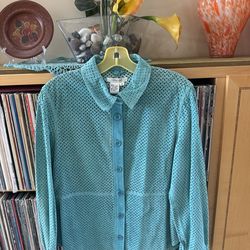 PRICE DROP: NWT CO & EDDY “CUT OUT” Luxurious TURQUOISE SUEDE SHIRT, MEDIUM