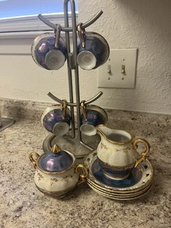 Lusterware, Kudo, Toki Tea Set Gold, Blue