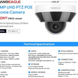 PoE PTZ Camera Outdoor Compatible with Hikvision, Pan Tilt 3X Optical Zoom Motorized Lens, 6MP Dome Mini PTZ IP Camera Built-in Mic, IR Night Vision, 