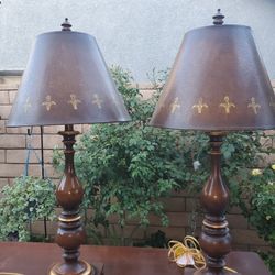 Vintage Wood Lamps, (2)
