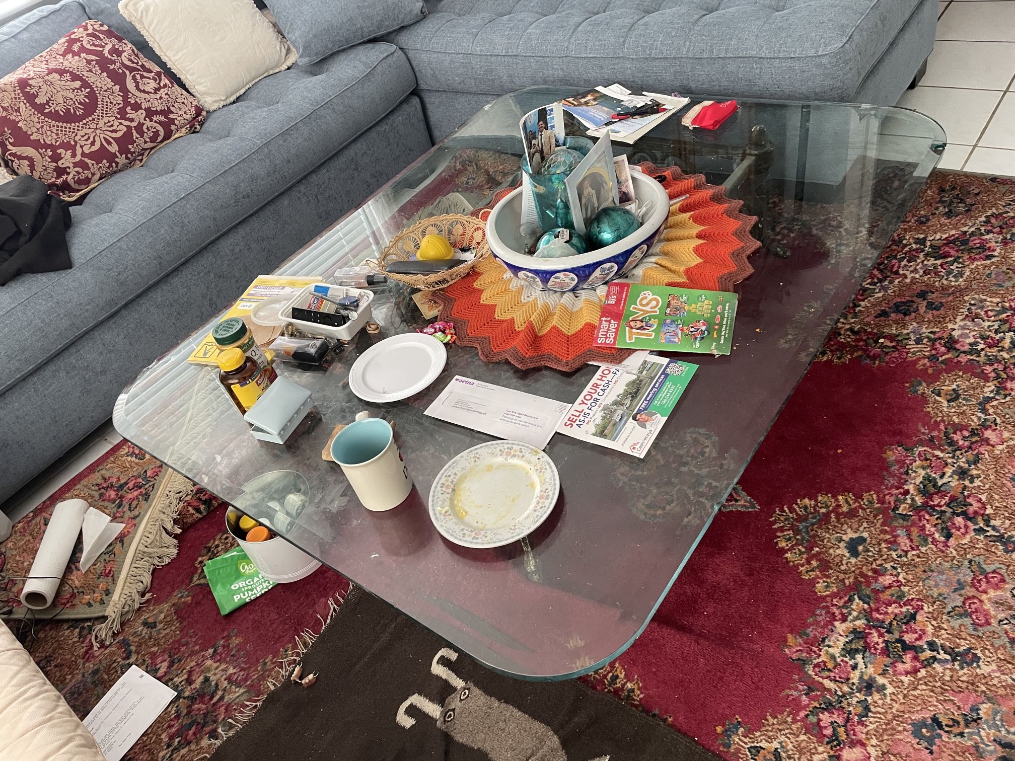Coffee Table, Metal Frame Top Glass
