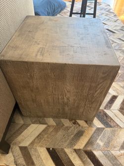 Rustic Wood Cube Side Table