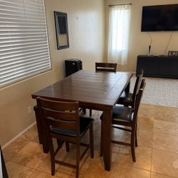 Brown Dining Table With 4 Chairs And Bench