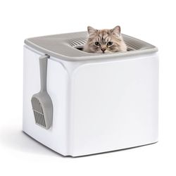Covered cat litter box