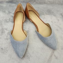 Nine West Starship Denim/ Vegan Leather Slip-On Ballet Flats Size: 6