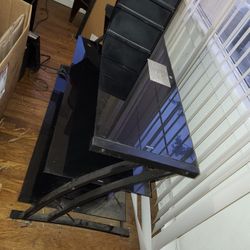 Black TV Stand W Glass Shelves, Tv Stand