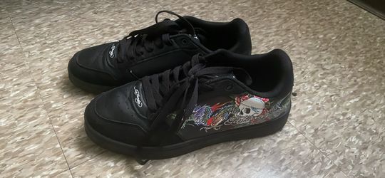 Ed Hardy Size 9.5 Black Low-Top Sneakers